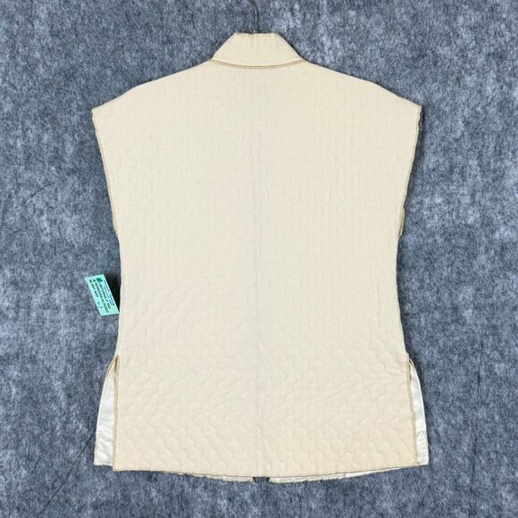 Fernando Sanchez Cashmere Vest Open Quilted Asian Style Top Cream Sz P Cheongsam - Picture 4 of 12
